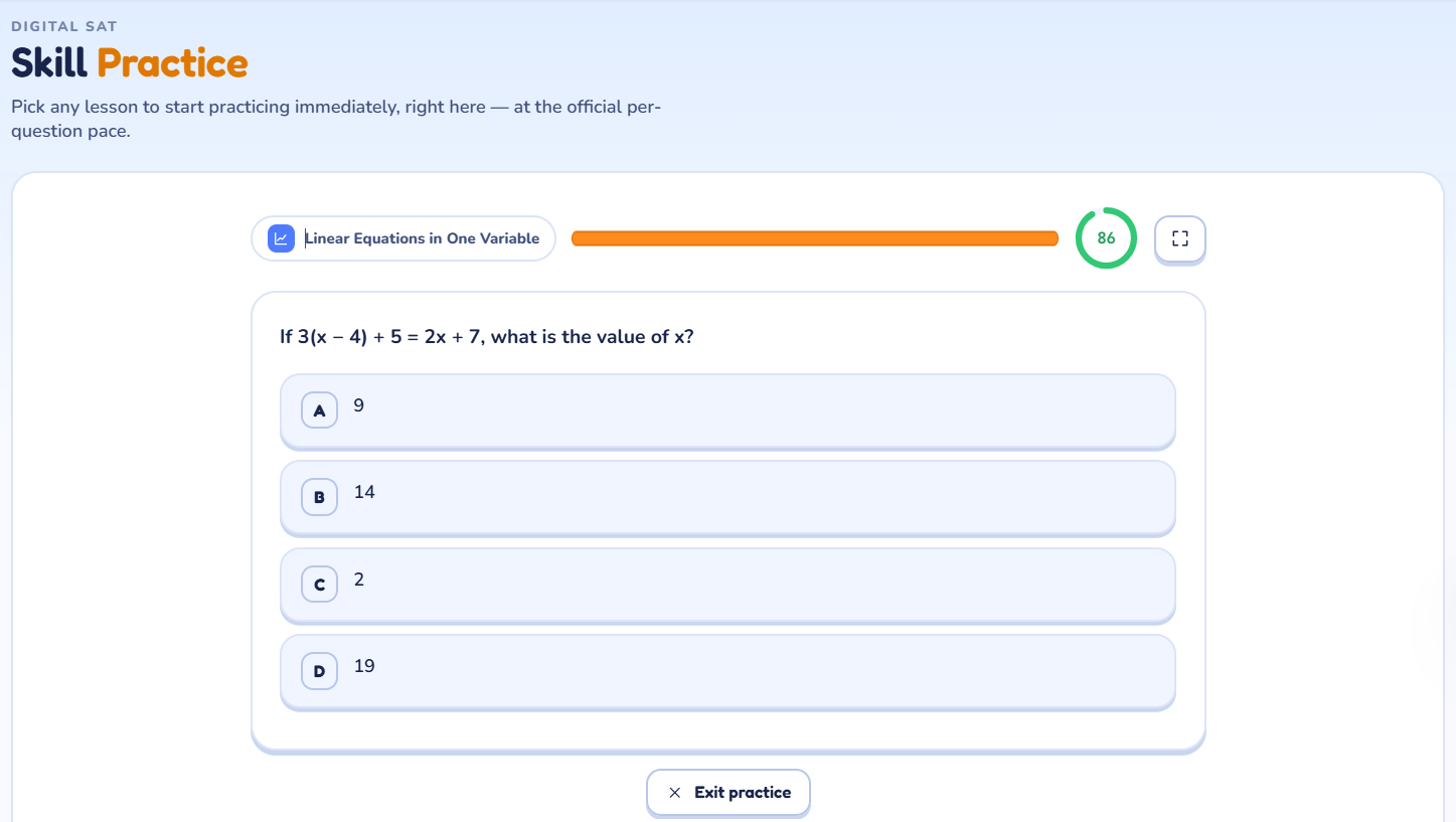 PrepArcade Skill Practice question